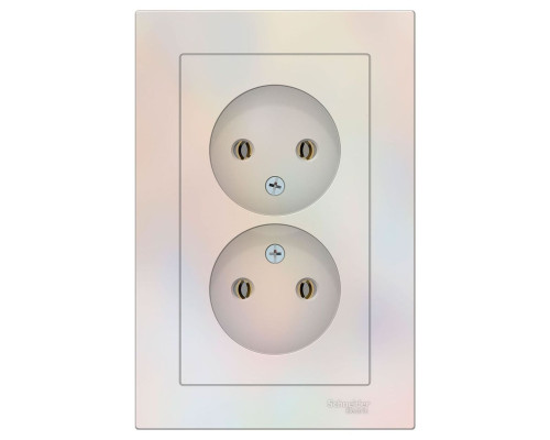 Розетка двойная без заземления с рамкой Schneider Electric AtlasDesign ATN000420 Жемчуг - ATN000420