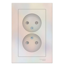 Розетка двойная без заземления со шторками с рамкой Schneider Electric AtlasDesign ATN000422 Жемчуг