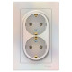 Розетка двойная с заземлением без шторок с рамкой Schneider Electric AtlasDesign ATN000424 Жемчуг -