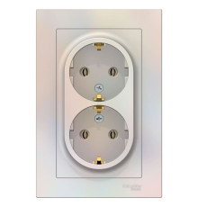 Розетка двойная с заземлением без шторок с рамкой Schneider Electric AtlasDesign ATN000424 Жемчуг -