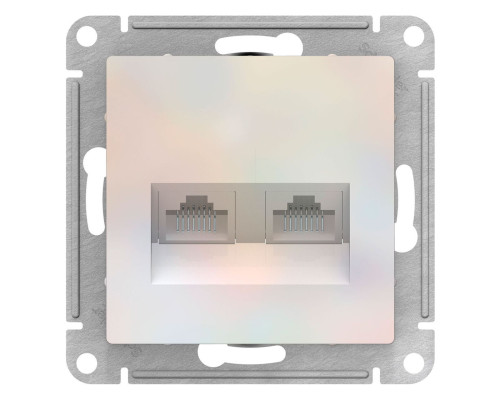 Розетка двойная компьютерная RJ45+RJ45 Schneider Electric AtlasDesign ATN000485 Жемчуг - ATN000485