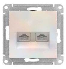 Розетка двойная компьютерная RJ45+RJ45 Schneider Electric AtlasDesign ATN000485 Жемчуг - ATN000485