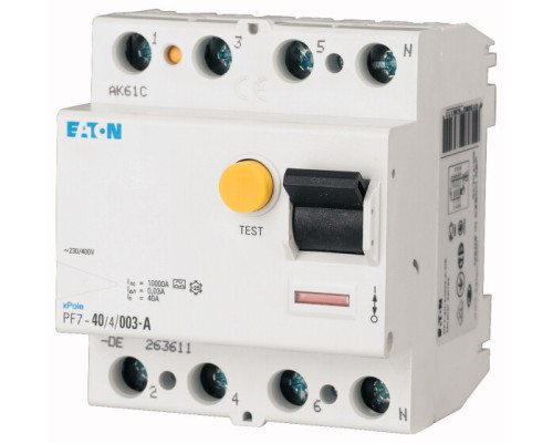 УЗО PF7-80/4/01, 4P, 80A, 10kA, 100mA, тип АC, 4M