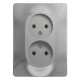 Розетка 2-местная, без заземления без шторок с рамкой Schneider Electric Glossa GSL000320 Алюминий -