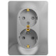 Розетка 2-местная, с заземлением со шторками с рамкой Schneider Electric Glossa GSL000326 Алюминий -