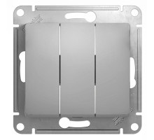 Выключатель 3-клавишный Schneider Electric Glossa GSL000331 Алюминий - GSL000331
