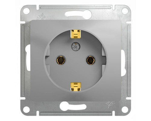 Розетка с заземлением без шторок Schneider Electric Glossa GSL000343 Алюминий - GSL000343