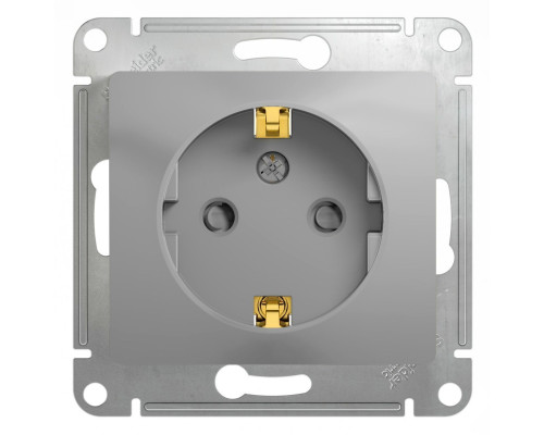 Розетка  с заземлением со шторками Schneider Electric Glossa GSL000345 Алюминий - GSL000345