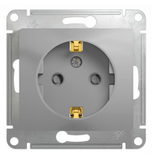 Розетка  с заземлением со шторками Schneider Electric Glossa GSL000345 Алюминий - GSL000345