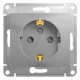 Розетка  с заземлением со шторками Schneider Electric Glossa GSL000345 Алюминий - GSL000345