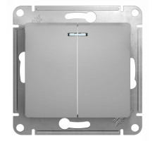 Выключатель  2-клавишный, с подсветкой Schneider Electric Glossa GSL000353 Алюминий - GSL000353