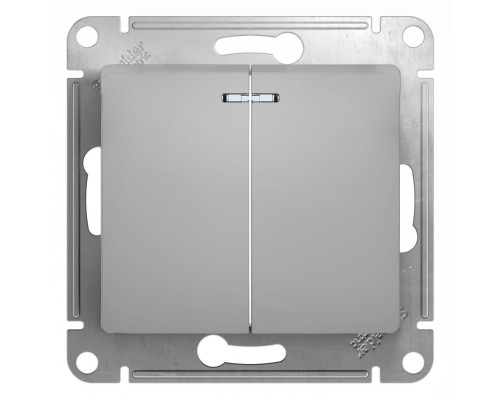 Выключатель  2-клавишный, с подсветкой Schneider Electric Glossa GSL000353 Алюминий - GSL000353