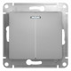 Выключатель  2-клавишный, с подсветкой Schneider Electric Glossa GSL000353 Алюминий - GSL000353