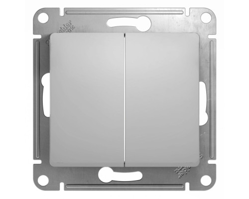 Переключатель 2-клавишный Schneider Electric Glossa GSL000365 Алюминий - GSL000365