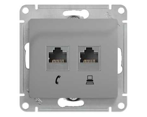 Розетка телефонная+компьютерная Schneider Electric Glossa GSL000385 Алюминий - GSL000385