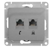 Розетка телефонная+компьютерная Schneider Electric Glossa GSL000385 Алюминий - GSL000385