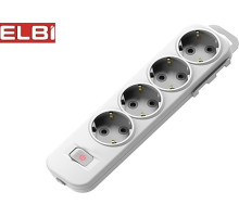 EL-BI,Myra,колодка 4гн c/з с выкл. белая,527-010200-402
