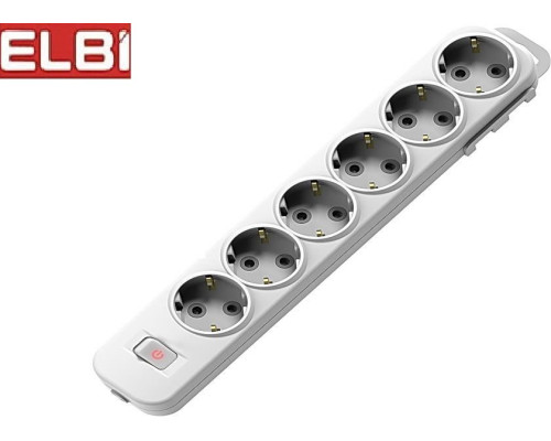 EL-BI,Myra,колодка 6гн c/з с выкл. белая,527-010200-602