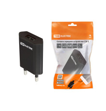 Сетевое зарядное устройство, СЗУ 2, 1 А, 1 USB, черный, TDM | арт.SQ1810-0002