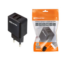 Сетевое зарядное устройство, СЗУ 4, 2,1 А, 2 USB, черный, TDM | арт.SQ1810-0021