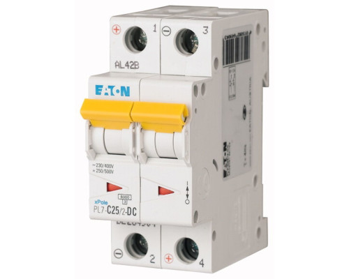 Авт. выключатель PL7-C25/2-DC, 2P, 25A, хар-ка C, 10kA, 250VAC/DC, 2M