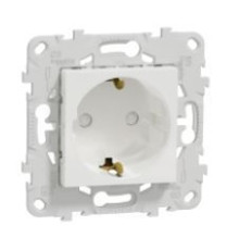 NU503718 UNICA NEW РОЗЕТКА с заземлением, со шторками, винт. зажим, 16 А, 250 В, БЕЛЫЙ