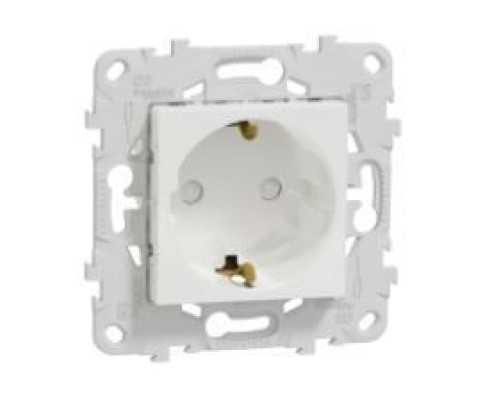 NU503718 UNICA NEW РОЗЕТКА с заземлением, со шторками, винт. зажим, 16 А, 250 В, БЕЛЫЙ
