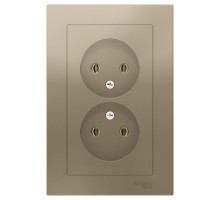 Розетка двойная без заземления с рамкой Schneider Electric AtlasDesign ATN000520 Шампань - ATN000520