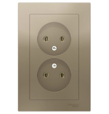 Розетка двойная без заземления с рамкой Schneider Electric AtlasDesign ATN000520 Шампань - ATN000520