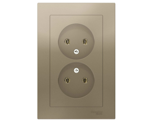 Розетка двойная без заземления с рамкой Schneider Electric AtlasDesign ATN000520 Шампань - ATN000520