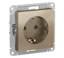 Розетка с заземлением со шторками Schneider Electric AtlasDesign ATN000545 Шампань - ATN000545