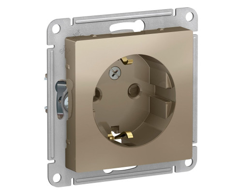 Розетка с заземлением со шторками Schneider Electric AtlasDesign ATN000545 Шампань - ATN000545