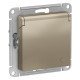 Розетка с заземлением со шторками с крышкой Schneider Electric AtlasDesign ATN000546 Шампань - ATN00