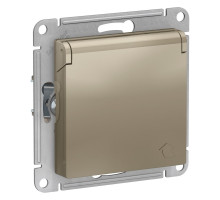 Розетка с заземлением со шторками с крышкой Schneider Electric AtlasDesign ATN000546 Шампань - ATN00