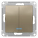 Выключатель 2-клавишный с подсветкой Schneider Electric AtlasDesign ATN000553 Шампань - ATN000553