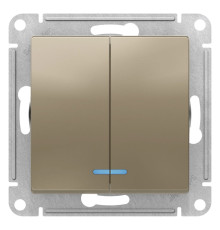 Выключатель 2-клавишный с подсветкой Schneider Electric AtlasDesign ATN000553 Шампань - ATN000553