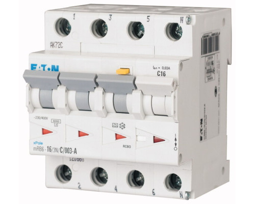 mRB 6 3P+N, 16A, хар-ка C, 6kA, 30mA, тип А, 4M  Дифф. авт. выкл.
