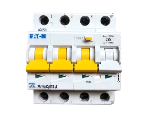 mRB4 3P+N, 25A, хар-ка C, 4.5kA, 30mA, тип А, 4M  Дифф. авт. выкл.