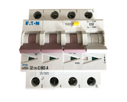 mRB4 3P+N, 32A, хар-ка C, 4.5kA, 30mA, тип А, 4M  Дифф. авт. выкл.