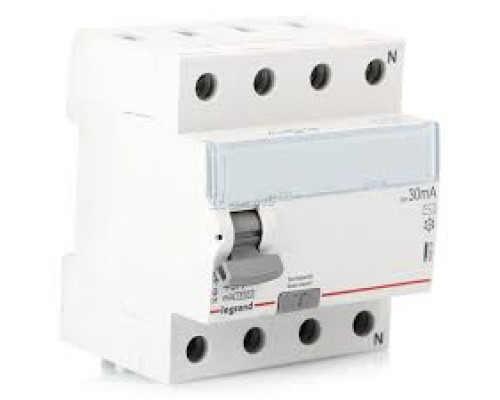 УЗО Legrand TX3, электромеханическое, 4P, 63A, 10kA, 30mA, тип AC, 4M