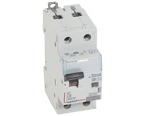 DX3 1P+N  6A  тип С 30mA 6kA 2M Дифф. авт. выкл.