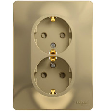 Розетка 2-местная, с заземлением со шторками с рамкой Schneider Electric Glossa GSL000426 Титан - GS
