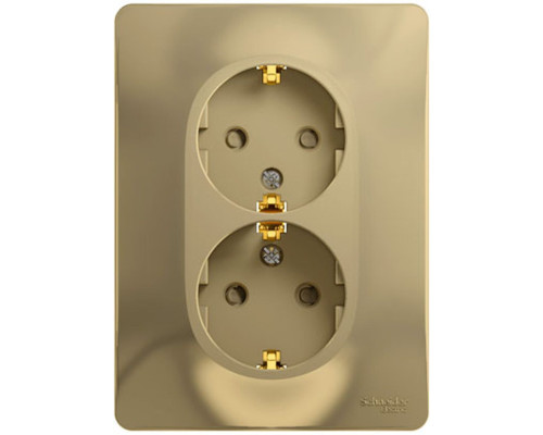 Розетка 2-местная, с заземлением со шторками с рамкой Schneider Electric Glossa GSL000426 Титан - GS