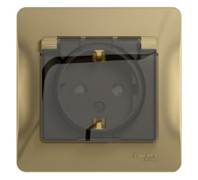 Розетка с заземлением со шторками с крышкой с рамкой IP44 Schneider Electric Glossa GSL000448 Титан