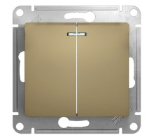 Выключатель 2-клавишный, с подсветкой Schneider Electric Glossa GSL000453 Титан - GSL000453
