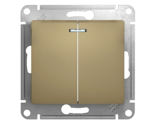Выключатель 2-клавишный, с подсветкой Schneider Electric Glossa GSL000453 Титан - GSL000453
