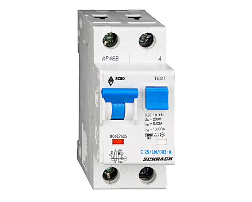 BO 10кА 1P+N С 25A/30mA Дифференциальный автоматический выключатель тип А