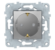 NU503730 UNICA NEW РОЗЕТКА с заземлением, со шторками, винт. зажим, 16 А, 250 В, АЛЮМИНИЙ - NU503730