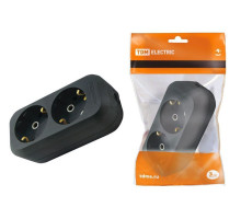 Колодка розеточная 2 гнезда 2П+З 16А 250В черная TDM