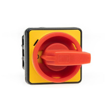 Переключатель BS 25 10 LK, аварийный, 3P, 25A, тип 0-1, 11kW(400VAC по АС-23), на дверь, красная блокируемая в 0 рукоятка, фронт IP40 | арт.EAC602824